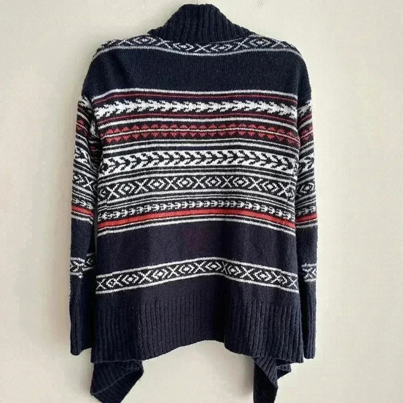 Romeo + Juliet Couture Nordic Print Sweater Cardigan, Navy Blue/White/Orange, M - Picture 14 of 16